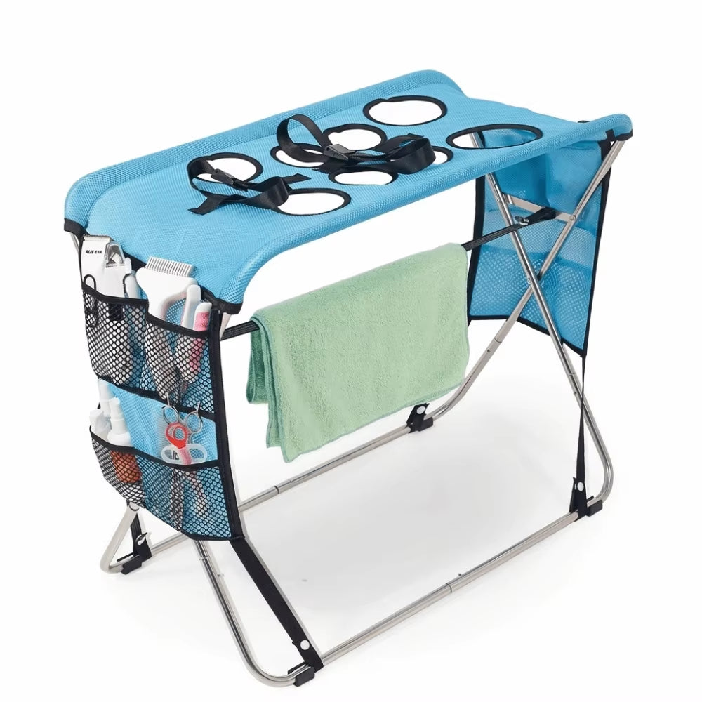 Folding Pet Grooming Hammock Anti-Scratch Quick Dry Mesh Pet Bathing Rack Detachable Multi Hole Cat Washing Hammock Home Use