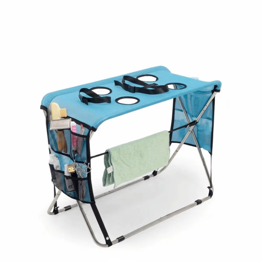 Folding Pet Grooming Hammock Anti-Scratch Quick Dry Mesh Pet Bathing Rack Detachable Multi Hole Cat Washing Hammock Home Use