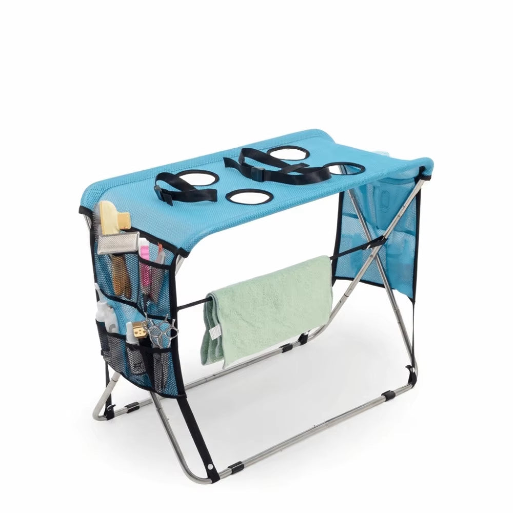 Folding Pet Grooming Hammock Anti-Scratch Quick Dry Mesh Pet Bathing Rack Detachable Multi Hole Cat Washing Hammock Home Use