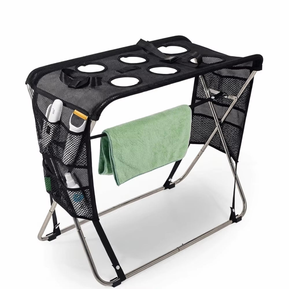Folding Pet Grooming Hammock Anti-Scratch Quick Dry Mesh Pet Bathing Rack Detachable Multi Hole Cat Washing Hammock Home Use