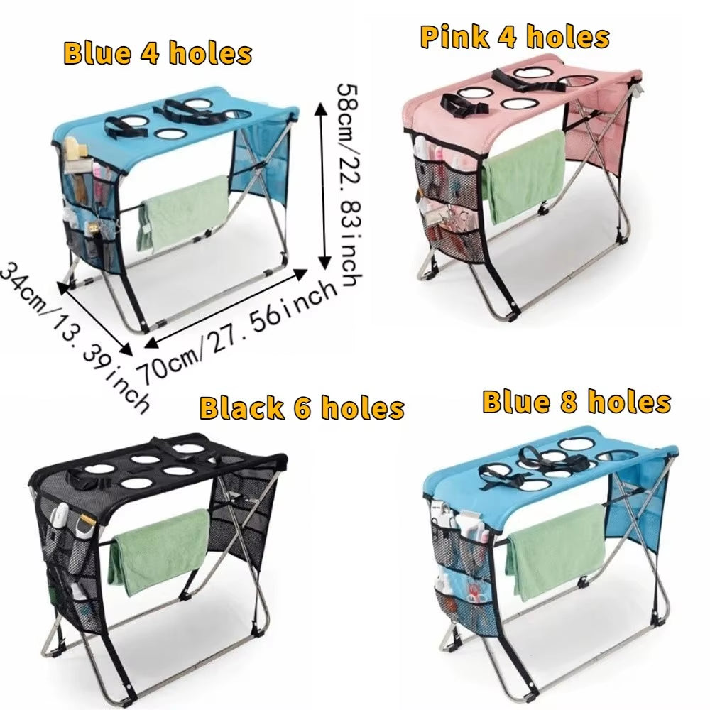 Folding Pet Grooming Hammock Anti-Scratch Quick Dry Mesh Pet Bathing Rack Detachable Multi Hole Cat Washing Hammock Home Use